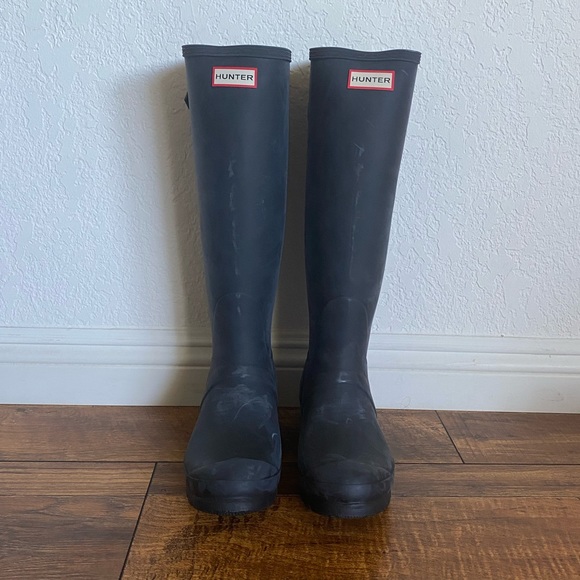 Hunter Women’s Original Back Adjustable Tall Rain Boots in Black - Size 9 - Picture 3 of 16